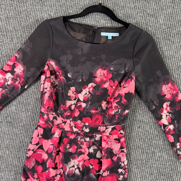 Antonio Melani Sheath‎ Dress Womens 0 Black Pink Floral Cocktail Party Romantic - Picture 10 of 11